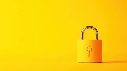 A bright yellow padlock with a keyhole sits against a vibrant yellow background, symbolizing security and protection.