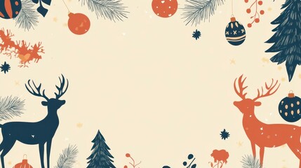 Obraz premium Festive Minimalist Reindeer Christmas Card Design