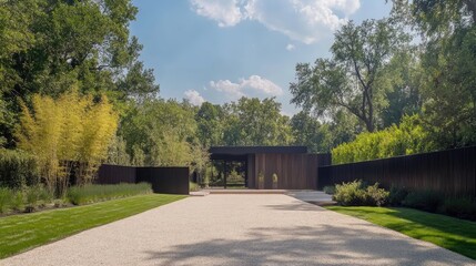 Fototapeta premium Modern Landscape Design Featuring Serenity and Natural Elements