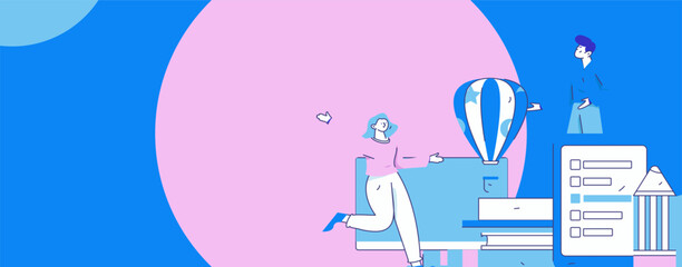 Invite friends to conduct questionnaire flat vector concept operation hand drawn illustration
