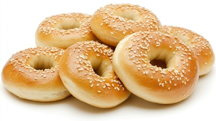Freshly Baked Sesame Bagels Stacked in a Delicious Arrangement