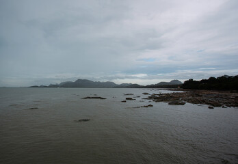 Coastal sea weather when the rain is about to fall and the sky is dark.