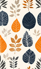 Fototapeta premium floral flower and leaf elements modern doodle illustrator seamless pattern for wallpaper or background