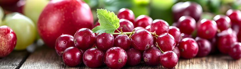 Juicy Red Currants on Wooden Table, Fresh Fruit, Summer Harvest, Vibrant Colors, Natural Goodness, H