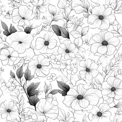 floral flower and leaf elements modern doodle illustrator seamless pattern for wallpaper or background