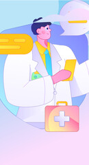 Medical characters fighting the epidemic flat vector concept operation hand drawn illustration
