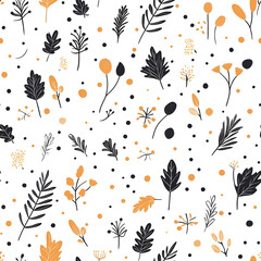 floral flower and leaf elements modern doodle illustrator seamless pattern for wallpaper or background