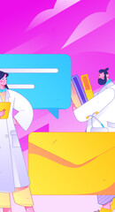 Medical characters fighting the epidemic flat vector concept operation hand drawn illustration
