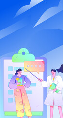 Medical characters fighting the epidemic flat vector concept operation hand drawn illustration
