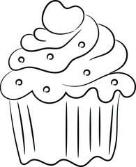 Hand drawn birthday cake outline illustration