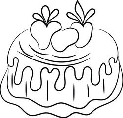Hand drawn birthday cake outline illustration