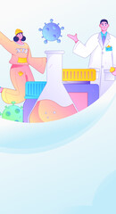 Medical characters fighting the epidemic flat vector concept operation hand drawn illustration
