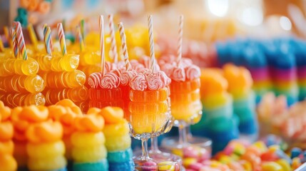Colorful Candy Display with Lollipops and Treats