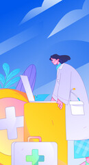 Medical characters fighting the epidemic flat vector concept operation hand drawn illustration
