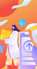 Medical characters fighting the epidemic flat vector concept operation hand drawn illustration
