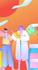 Medical characters fighting the epidemic flat vector concept operation hand drawn illustration
