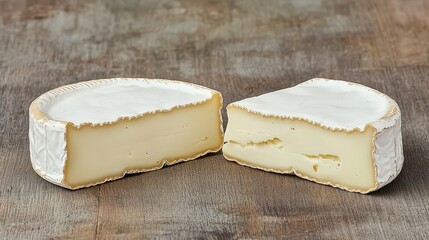 Creamy Brie Cheese on Rustic Wooden Background for Culinary Use