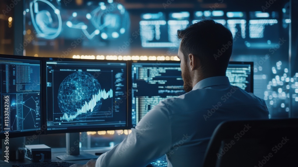 Poster digital analyst working with data visualizations