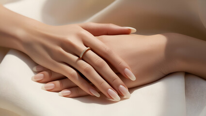 Wedding rings and hands, Generative AI