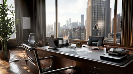 A professional workspace featuring a completed project with congratulatory notes.