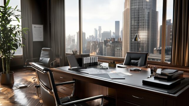 A professional workspace featuring a completed project with congratulatory notes.