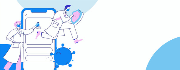 Medical characters fighting the epidemic flat vector concept operation hand drawn illustration
