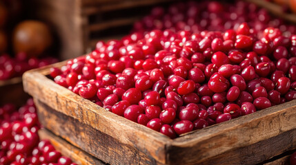 Fresh red kidney beans in wooden crate, showcasing their vibrant color and natural texture. Perfect for healthy recipes and culinary creations