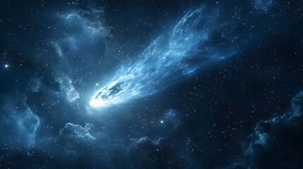 Fototapeta premium Luminous Comet Streaking Across a Starry Nebula