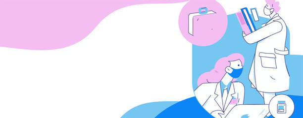 Medical characters fighting the epidemic flat vector concept operation hand drawn illustration
