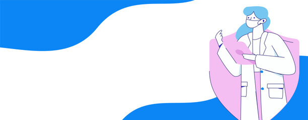 Medical characters fighting the epidemic flat vector concept operation hand drawn illustration
