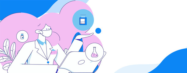 Medical characters fighting the epidemic flat vector concept operation hand drawn illustration
