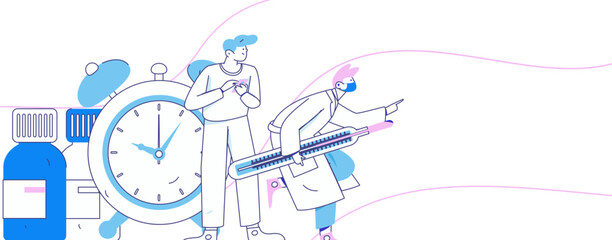 Medical characters fighting the epidemic flat vector concept operation hand drawn illustration
