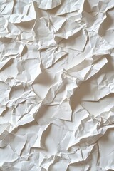 Obraz premium Abstract Background Of Crumpled White Paper Texture, Full Frame, Minimalist Design Element