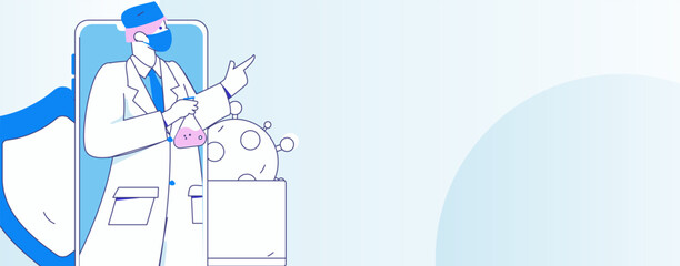 Medical characters fighting the epidemic flat vector concept operation hand drawn illustration
