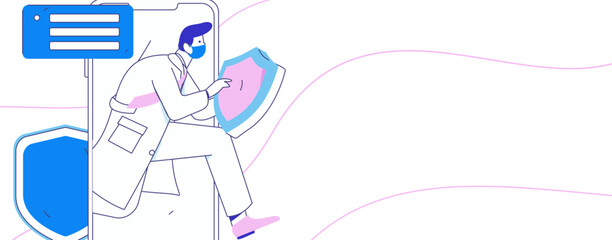 Medical characters fighting the epidemic flat vector concept operation hand drawn illustration
