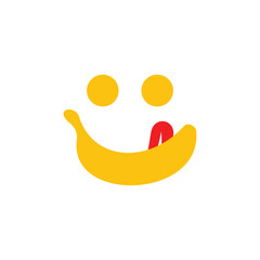 flat design logo smile banana