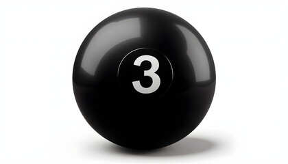 Black magic 8 ball with number three on white background