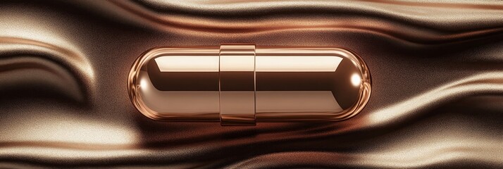 Luxury Golden Capsule on Satin A Concept of Beauty, Health, and Wellness Supplements