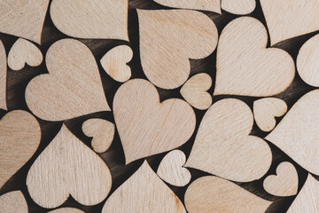 Obraz premium wooden hearts macro close up