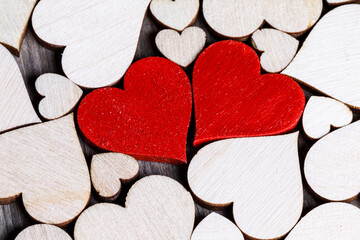 Obraz premium wooden hearts macro close up