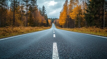 Fototapeta premium Autumn Road Through Colorful Forest