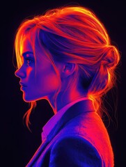 A woman in a suit is smiling for the camera