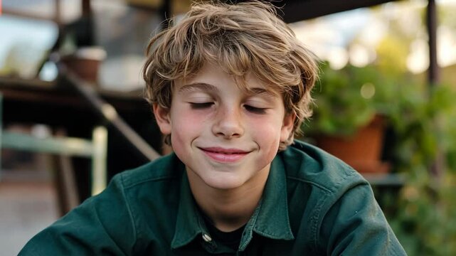 smiling young Caucasian boy 