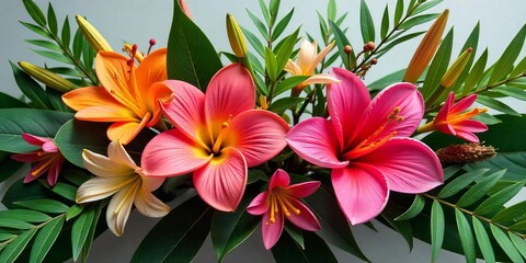 Vibrant Tropical Flower Arrangement Close-up