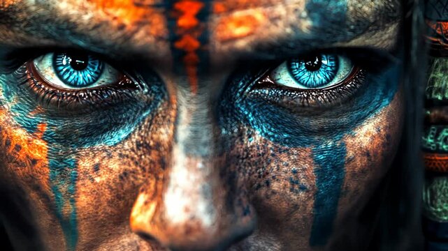  tribal man wearing  face color paint
