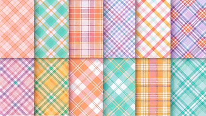 Twelve Pastel Plaid Patterns for Textile Design Projects