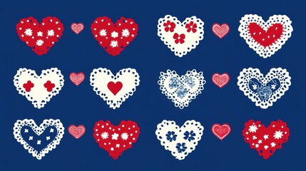 Collection of Decorative Hearts with Floral Motifs