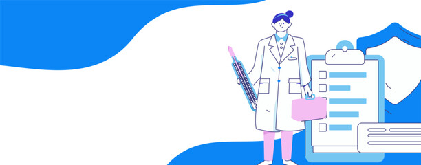 Doctor examines patient flat vector concept operation hand drawn illustration
