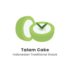 Hand drawn vector illustration of talam cake or in indonesia called kue talam with pandan leaves