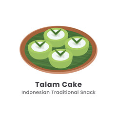 Hand drawn vector illustration of talam cake or in indonesia called kue talam with pandan leaves